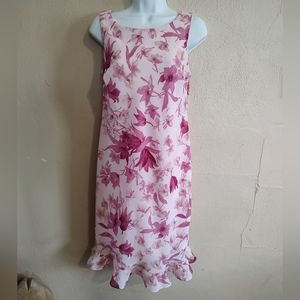 ICONIC 90's Y2K Pink Floral Print & Ruffle Slipdress Dress SZ Small Medium EUC